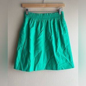 New J.Crew Women Green Linen Skirt Pockets Size 0